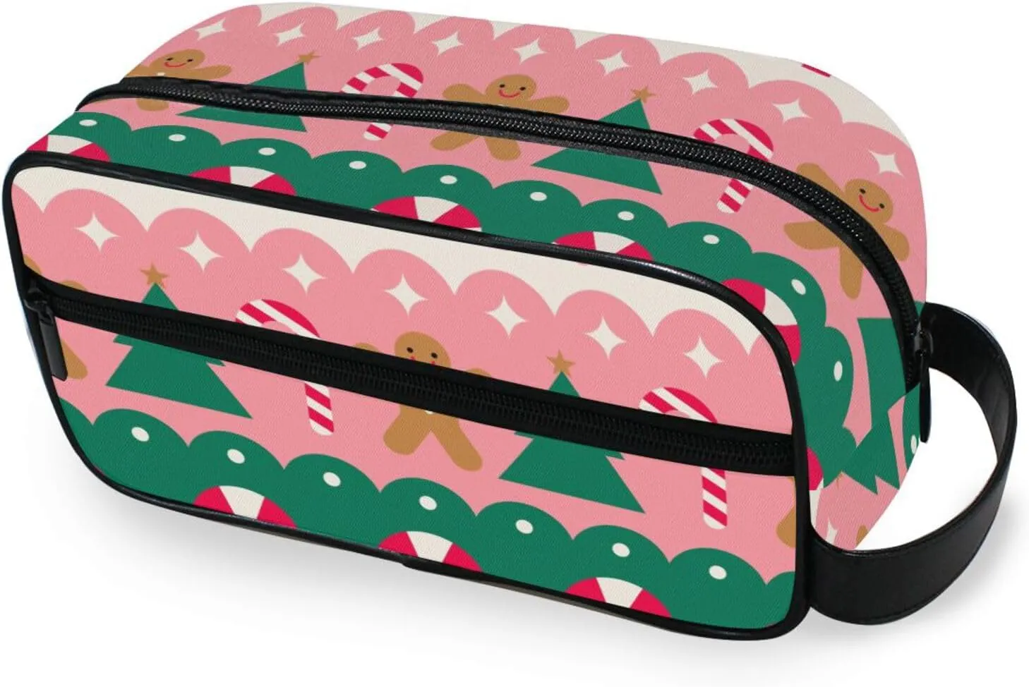 Travel Toiletry Bag Makeup Bag Christmas Ginger Bread Packing Organizers with Hanging Hook Portable Water Resistant Small Travel Bag for Toiletries, Jewelry, Travel Essentials