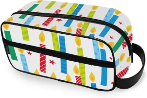Travel Toiletry Bag Makeup Bag Colorful Candles Stars Packing Organizers with Hanging Hook Portable Water Resistant Small Travel Bag for Toiletries, Jewelry, Travel Essentials