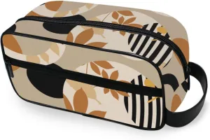 Travel Toiletry Bag Makeup Bag Floral Brown Packing Organizers with Hanging Hook Portable Water Resistant Small Travel Bag for Toiletries, Jewelry, Travel Essentials