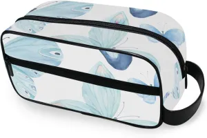 Travel Toiletry Bag Makeup Bag Watercolor Pale Blue Butterflies Packing Organizers with Hanging Hook Portable Water Resistant Small Travel Bag for Toiletries, Jewelry, Travel Essentials