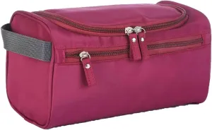 Travel Toiletry Bag with Strap,Hanging Makeup Case Organizer Cosmetic Pouch Holder Storage Bathroom Shower Wash Bag with Handle for Brushes Toiletry Jewelry Storage(Burgundy)