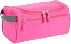 Travel Toiletry Bag with Strap,Hanging Makeup Case Organizer Cosmetic Pouch Holder Storage Bathroom Shower Wash Bag with Handle for Brushes Toiletry Jewelry Storage(Fuchsia)