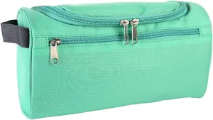 Travel Toiletry Bag with Strap,Hanging Makeup Case Organizer Cosmetic Pouch Holder Storage Bathroom Shower Wash Bag with Handle for Brushes Toiletry Jewelry Storage(Grid Green)