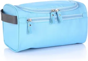 Travel Toiletry Bag with Strap,Hanging Makeup Case Organizer Cosmetic Pouch Holder Storage Bathroom Shower Wash Bag with Handle for Brushes Toiletry Jewelry Storage(Sky Blue)