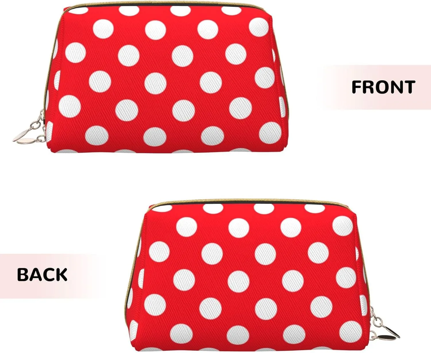 Travel Toiletry Pouch Funny Cosmetics Bag Case for Womens, Cute Makeup Carrying Storage Bag Compatible With White Red Polka Dots, Tools Toiletry Jewelry Organizer with Zipper