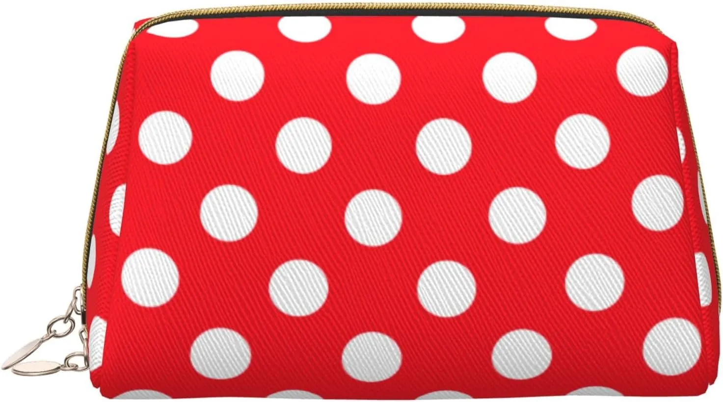 Travel Toiletry Pouch Funny Cosmetics Bag Case for Womens, Cute Makeup Carrying Storage Bag Compatible With White Red Polka Dots, Tools Toiletry Jewelry Organizer with Zipper