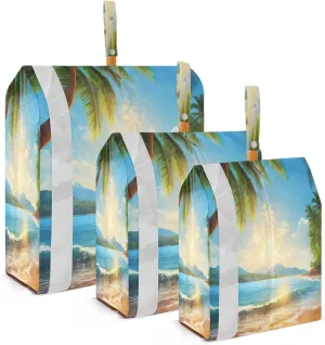 Tropical Leaves Beach Sunset Compression Packing Cubes Luggage Organizer Bags for Travel Suitcase Organizer for Carry on Luggage