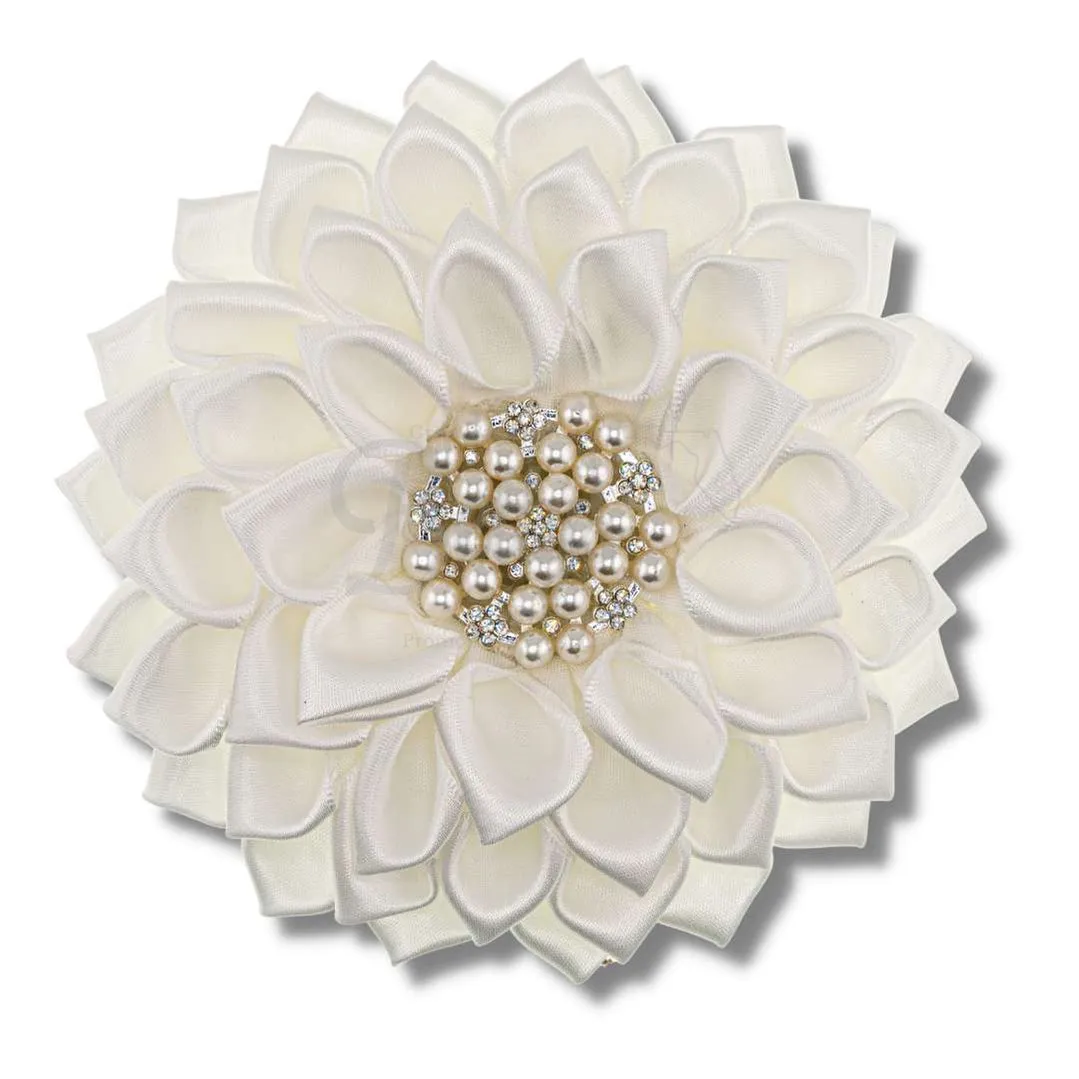 Uninterrupted White Silk Flower Brooch