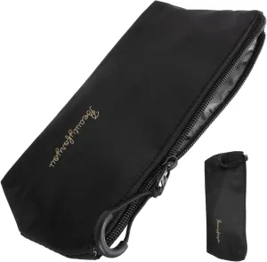 uxcell Makeup Brush Holder Bags, Small Travel Make Up Brush Cosmetics Pouch Pencil Organizer Bag for Home Office Travel Organization, Black