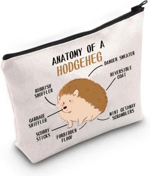 VAMSII Hedgehog Lover Gift Anatomy of A Hedgehog Makeup Bag Hedgehog Fan Cosmetic Bag Hedgehog Owner Gift (Anatomy of A Hedgehog M)