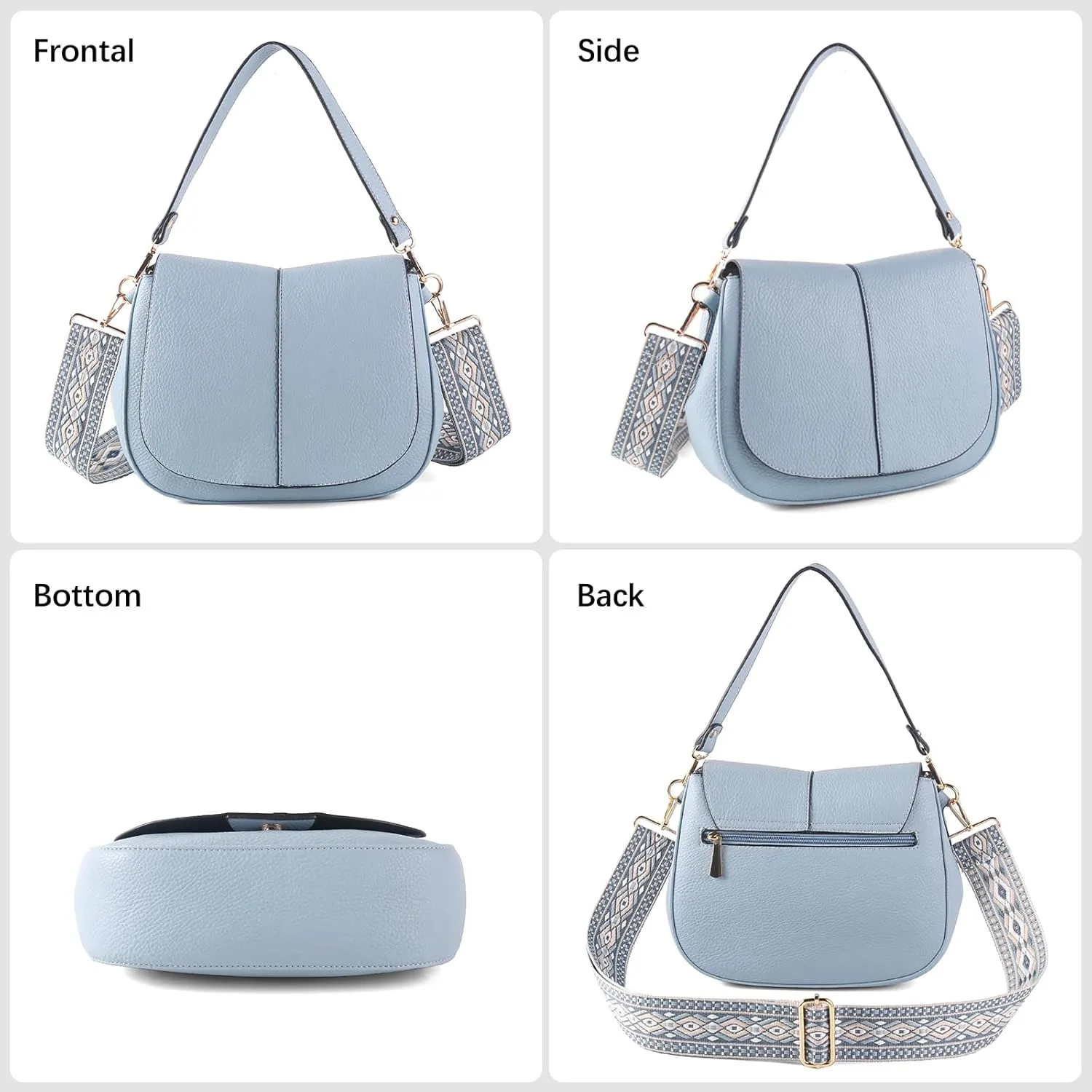 Vegan Leather Hobo Purses, Crossbody Bags for Women, Shoulder Handbags with Wide Strap