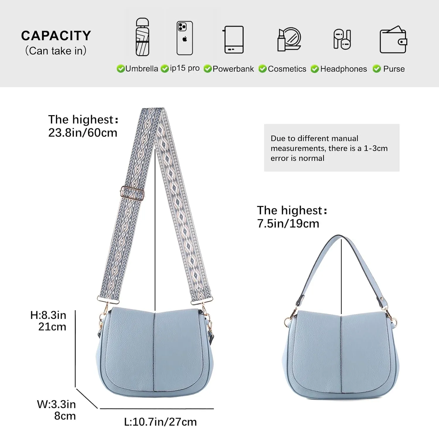 Vegan Leather Hobo Purses, Crossbody Bags for Women, Shoulder Handbags with Wide Strap