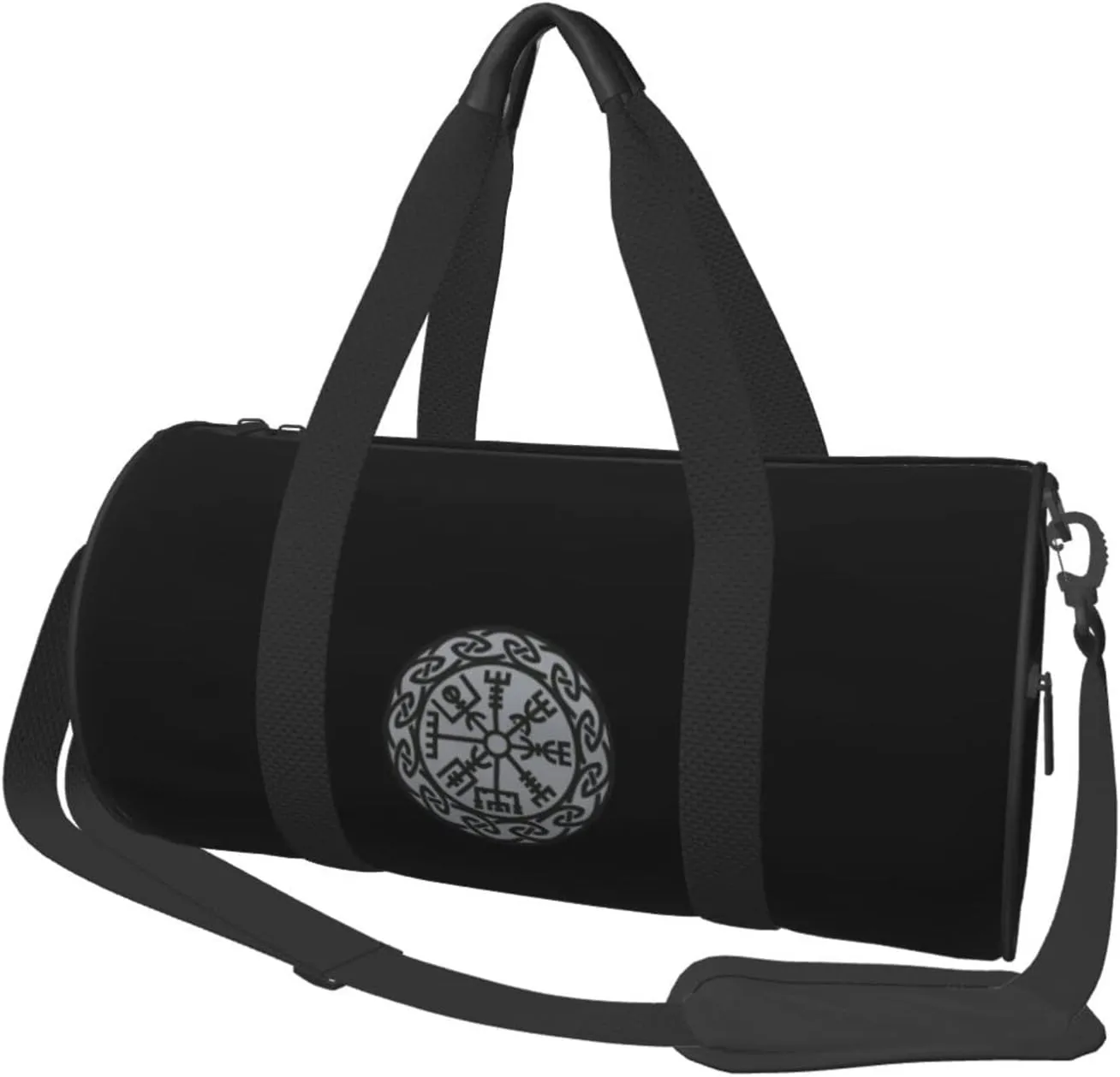 Vegvisir Iceland Runes Compass Vikings Futhark Convertible Garment Bag with Shoulder Strap, Carry on Garment Duffel Bag for Men Women - Rolling Foldable for Travel Luggage Bags (Black)
