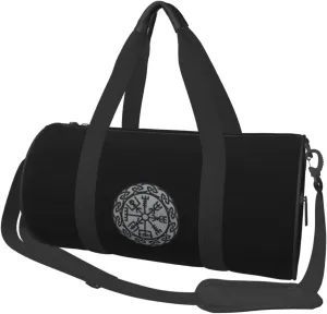 Vegvisir Iceland Runes Compass Vikings Futhark Convertible Garment Bag with Shoulder Strap, Carry on Garment Duffel Bag for Men Women - Rolling Foldable for Travel Luggage Bags (Black)