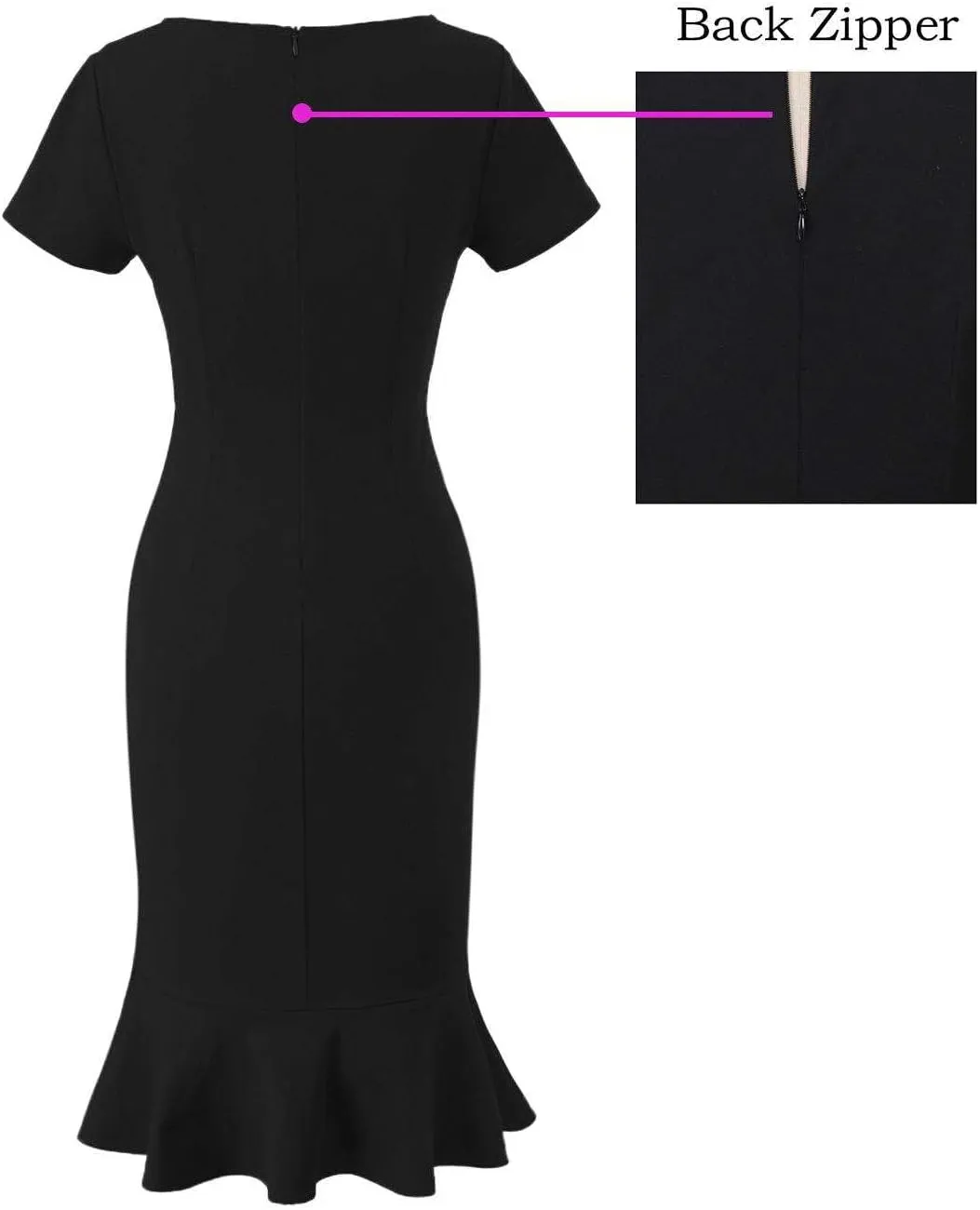 VFSHOW Womens Elegant Vintage Cocktail Party Mermaid Bodycon Midi Mid-Calf Dress