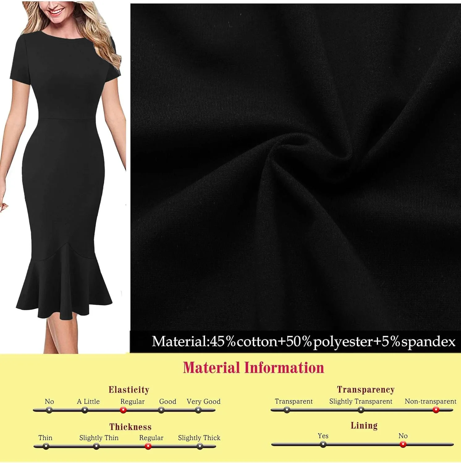 VFSHOW Womens Elegant Vintage Cocktail Party Mermaid Bodycon Midi Mid-Calf Dress