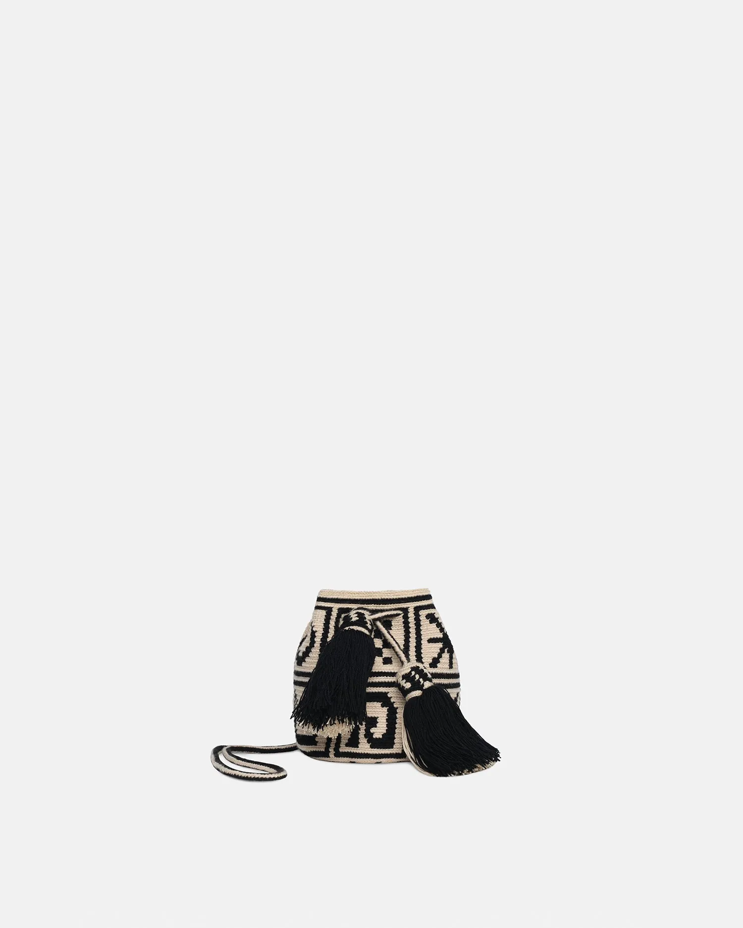 Wayuu Symbol Mini - Crocheted Bucket Bag - Kopjafa Black/Creme