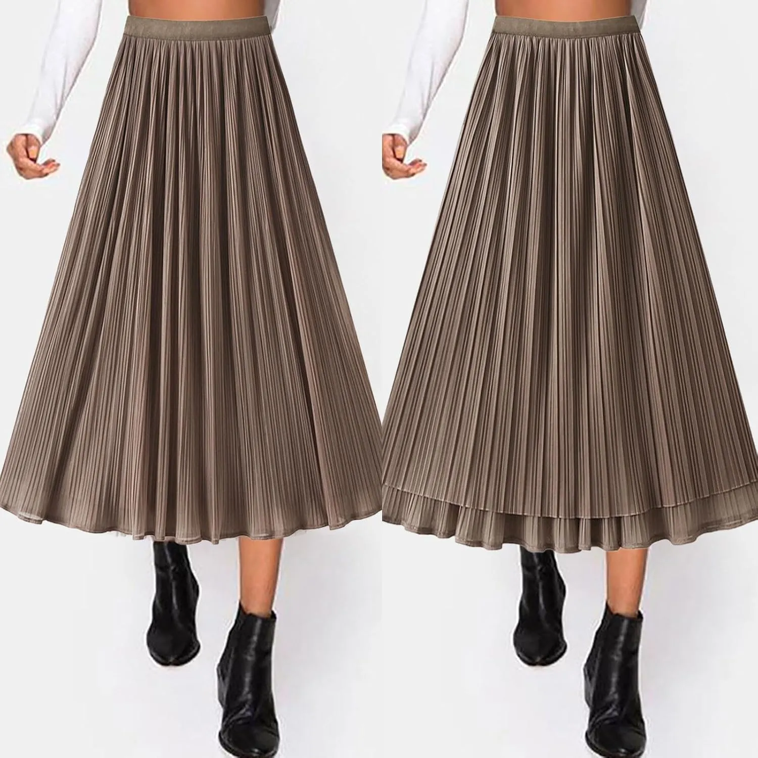 White Skirt Womens Cotton Linen Skirts Spring Summer A Line Pleated Maxi Midi Skirt For Women 2024