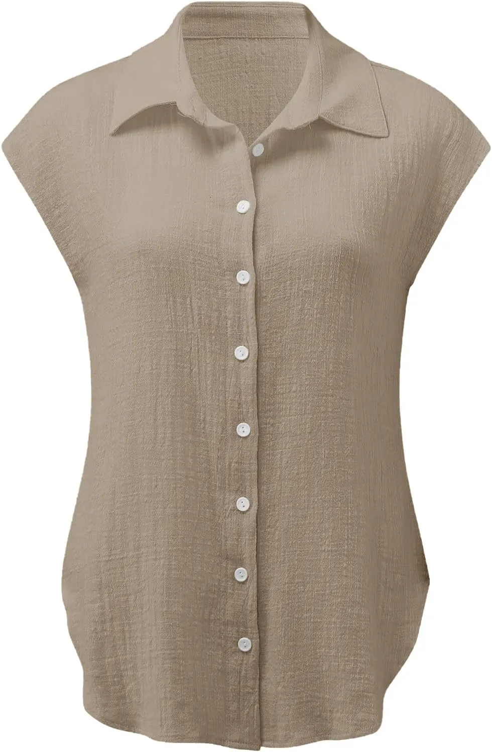Wkishenl Womens Button Down Shirts Plus Size Cotton Linen Tops Loose Casual V Neck Blouse Summer Trendy T-Shirts with Pockets