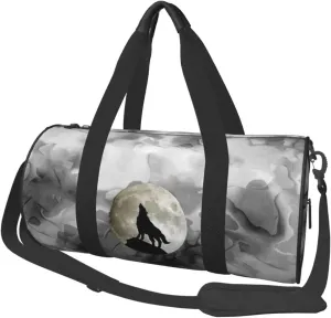 Wolf Howling at The Moon Convertible Garment Bag with Shoulder Strap, Carry on Garment Duffel Bag for Men Women - Rolling Foldable for Travel Luggage Bags (Black)
