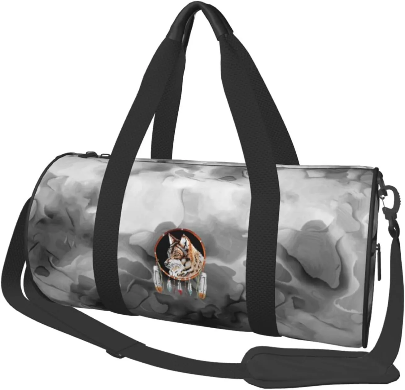Wolf Native Indian Dream Catcher Convertible Garment Bag with Shoulder Strap, Carry on Garment Duffel Bag for Men Women - Rolling Foldable for Travel Luggage Bags (Black)
