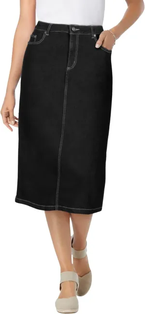 Woman Within Plus Size Petite Stretch Denim Jean Skirt
