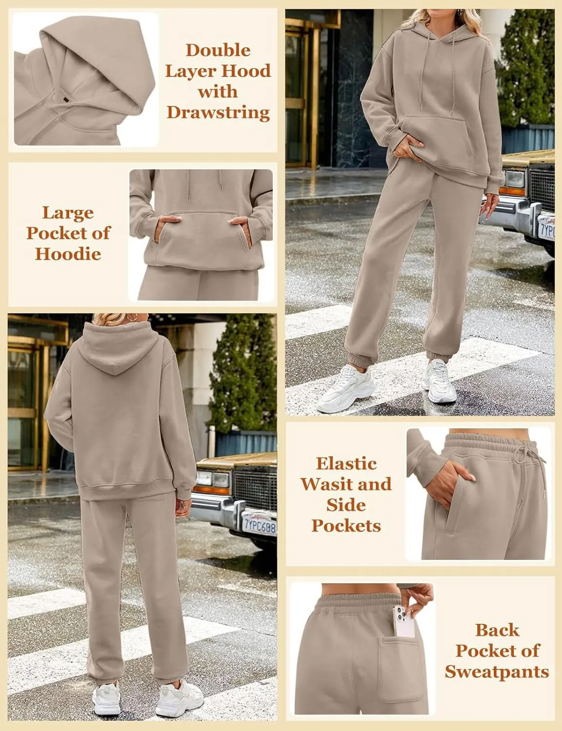 Women 2 Piece Outfits Sweatsuit Oversized Pullover Tops And Long Pants Tracksuit Sweatsuits With Sweatpants
