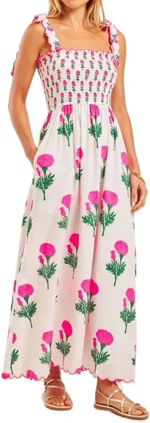 Women Bow Tie Shoulder Boho Maxi Dress Y2k Sleeveless Floral Flowy Long Dresses Smocked Swing Summer Beach Sundress
