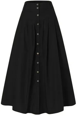 Women Button Down Maxi Skirt Solid Color Pleated Sexy Cute High Waist Skirts Beach Womens Skirts Dressy Casual Trendy
