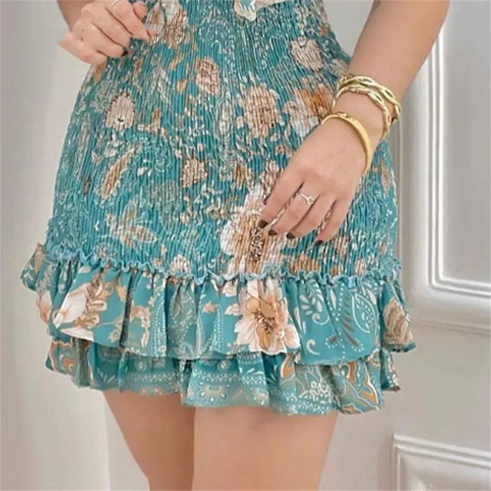 Women Deep V Neck Short Dress Butterfly Sleeves A Line Dress Button Floral Print Ruffle Mini Dress