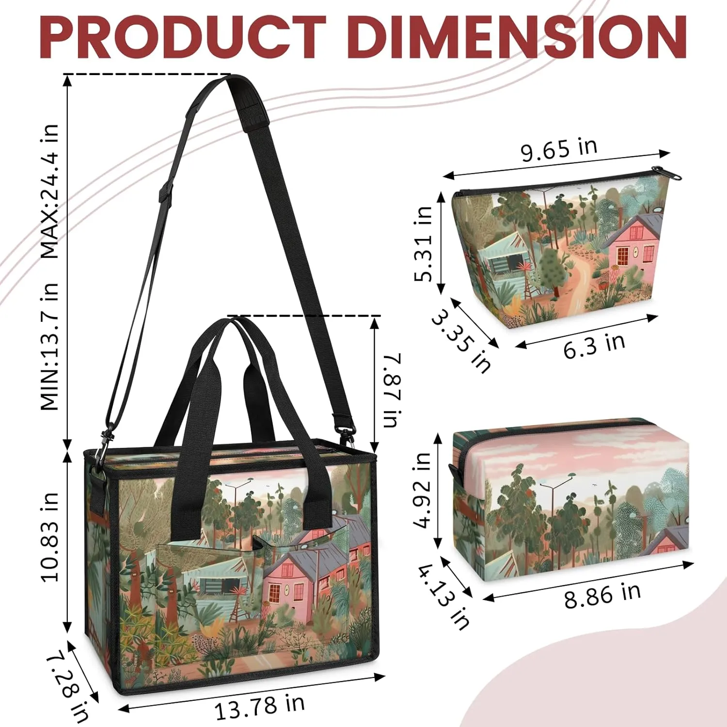 Women Fashion Tote Bag Wallet Shoulder Bags Set 3PCS Top Handle Satchel Purse Large Zippered Handbag Daily Use