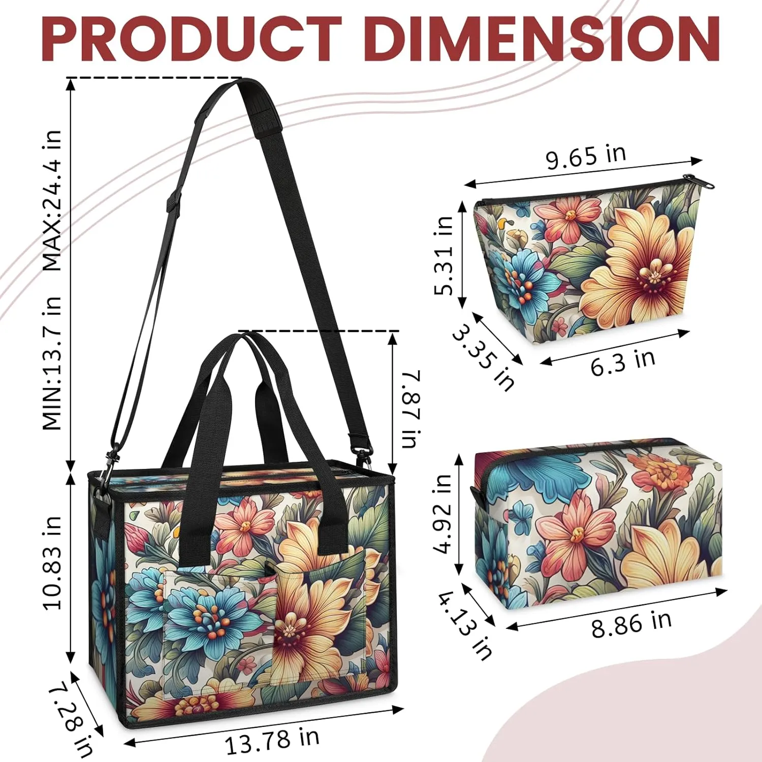 Women Fashion Tote Bag Wallet Shoulder Bags Set 3PCS Top Handle Satchel Purse Large Zippered Handbag Daily Use