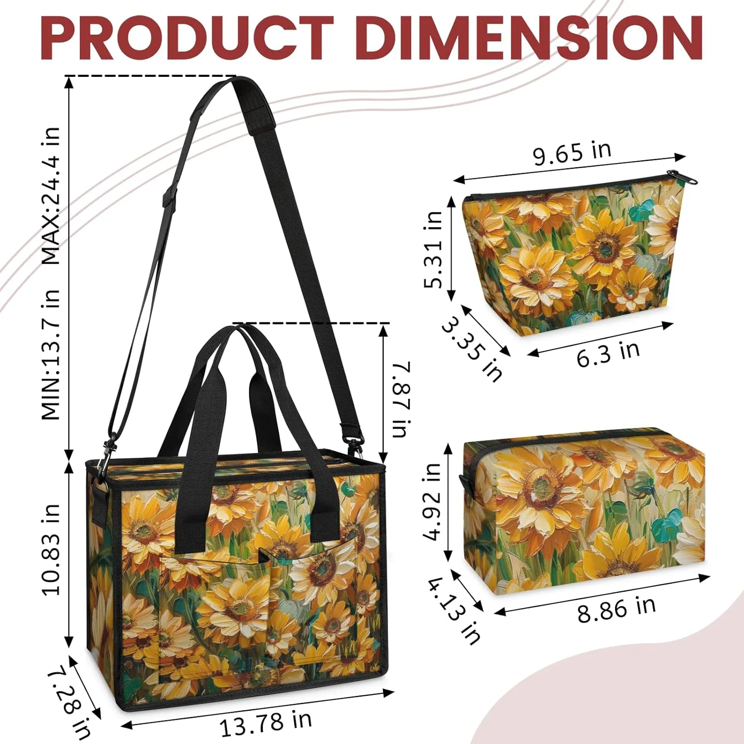 Women Fashion Tote Bag Wallet Shoulder Bags Set 3PCS Top Handle Satchel Purse Large Zippered Handbag Daily Use