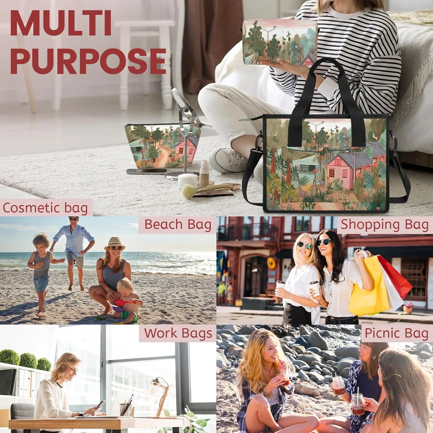 Women Fashion Tote Bag Wallet Shoulder Bags Set 3PCS Top Handle Satchel Purse Large Zippered Handbag Daily Use