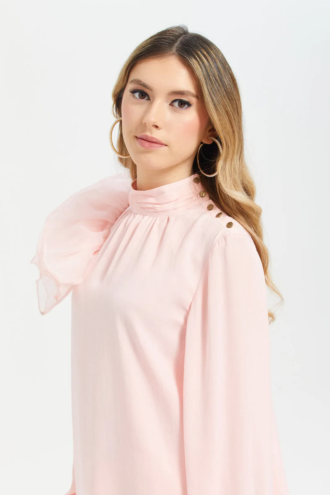 Women Pink Organza Blouse