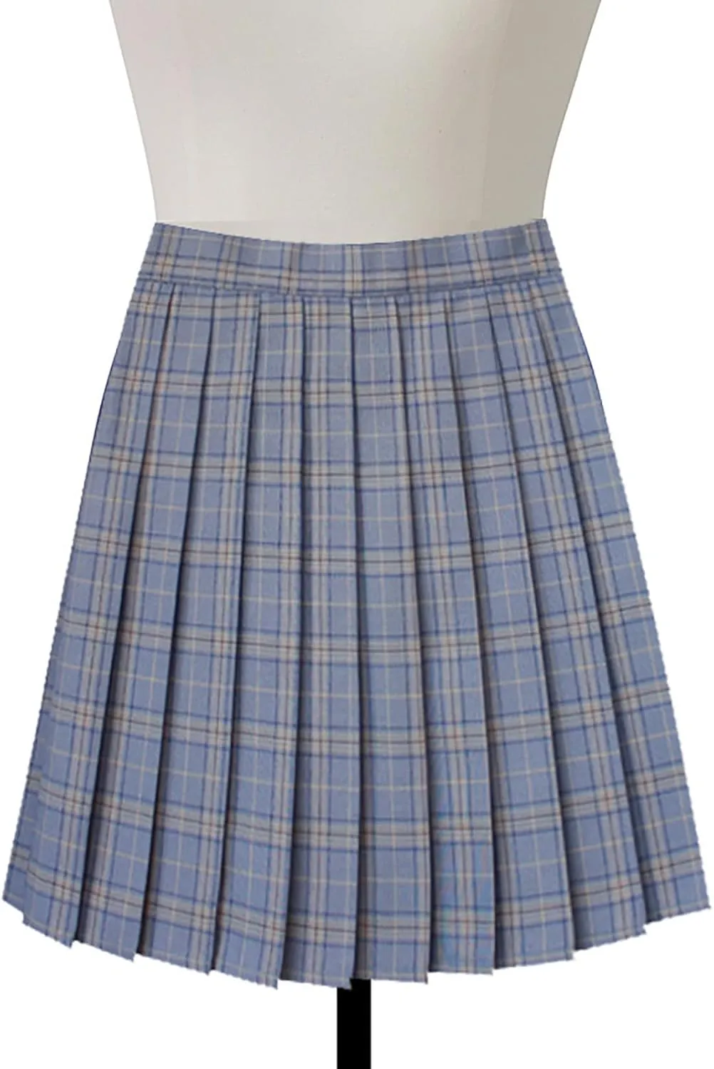 Women Vintage Plaid Print Pleated Skirt High Waisted Uniform Role Play Mini Skirts Casual Streetwear A-line Skirts