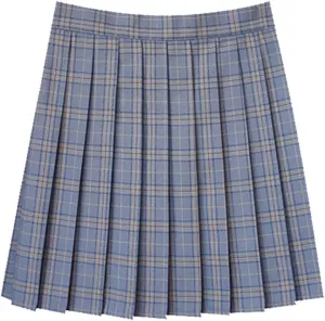 Women Vintage Plaid Print Pleated Skirt High Waisted Uniform Role Play Mini Skirts Casual Streetwear A-line Skirts