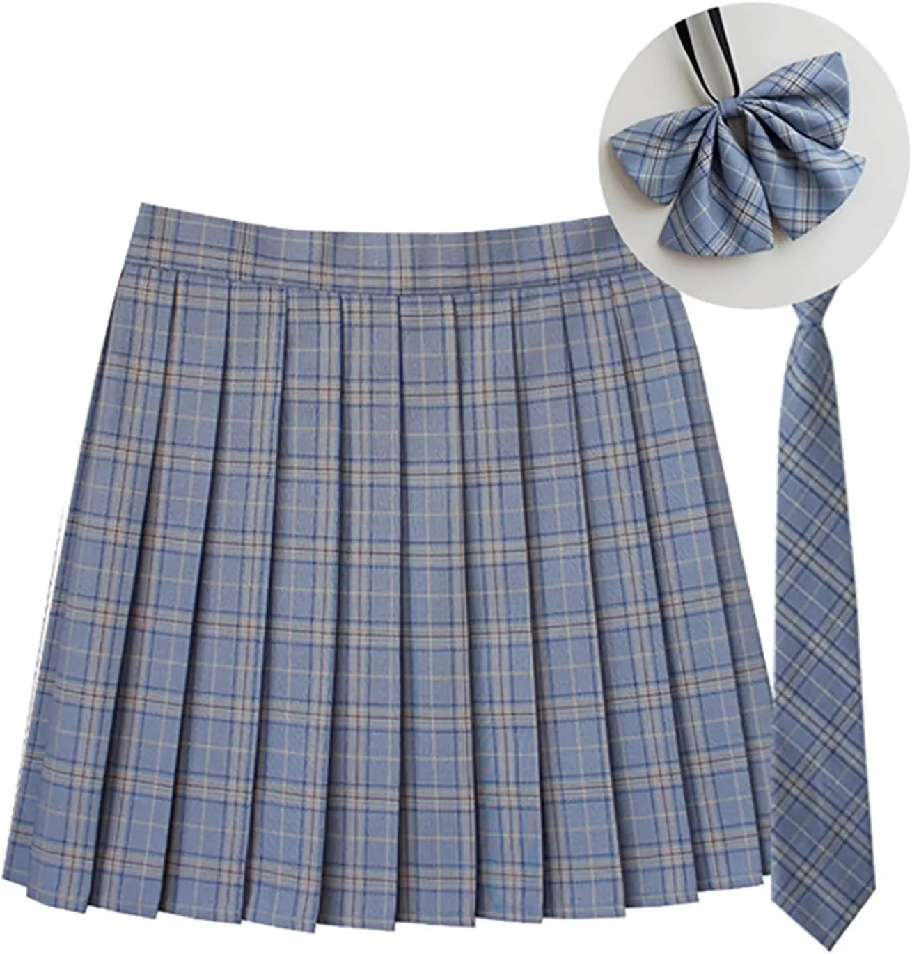 Women Vintage Plaid Print Pleated Skirt High Waisted Uniform Role Play Mini Skirts Casual Streetwear A-line Skirts
