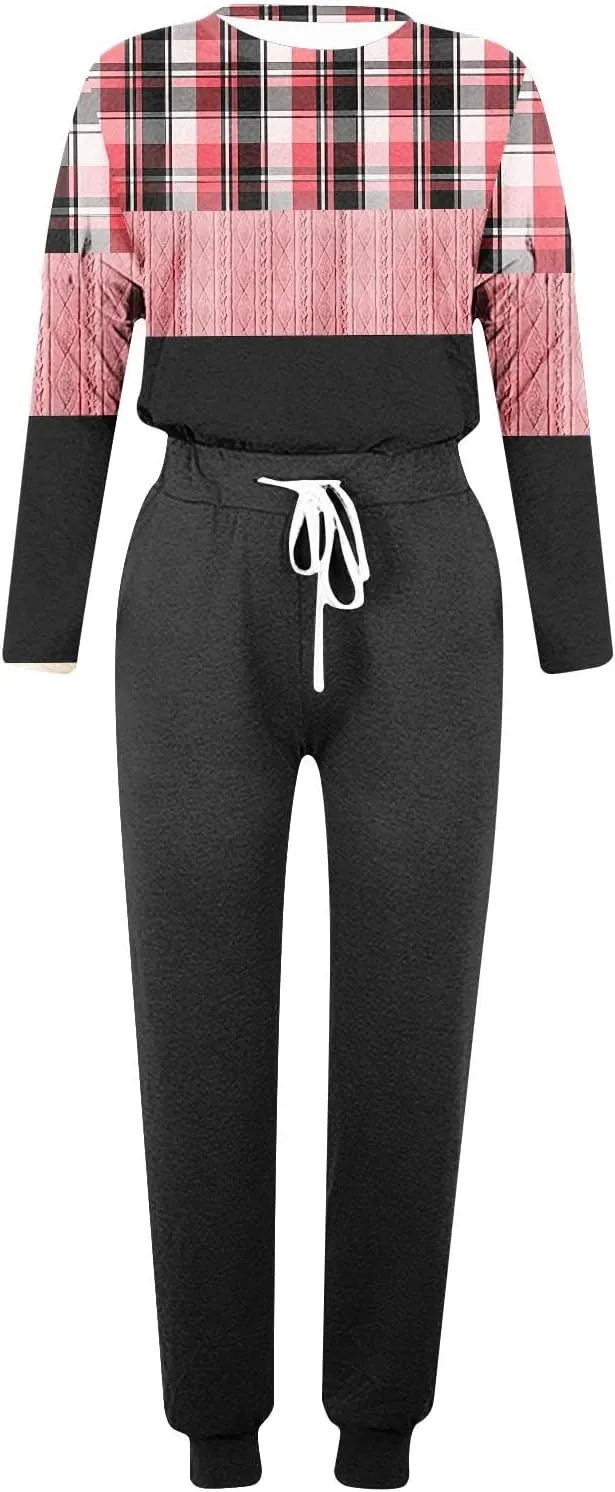 Womens 2 Piece Outfits Lounge Sweatsuit Sets Sleeve Wear Sports Suit Pullover and Baggy Sweatpants with Pockets