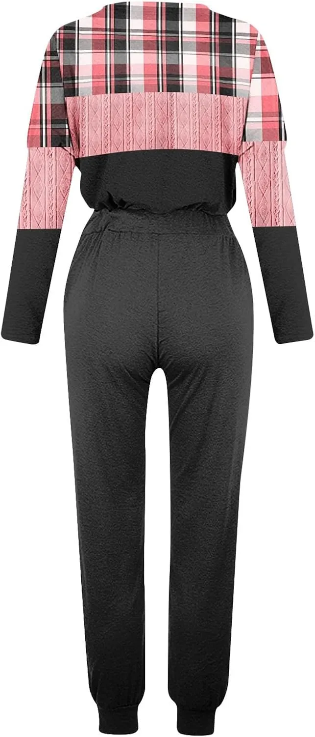 Womens 2 Piece Outfits Lounge Sweatsuit Sets Sleeve Wear Sports Suit Pullover and Baggy Sweatpants with Pockets