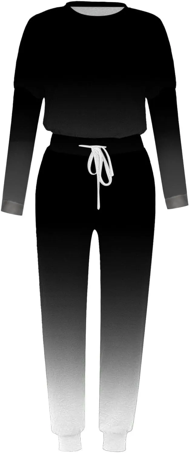 Womens 2 Piece Outfits Lounge Sweatsuit Sets Sleeve Wear Sports Suit Pullover and Baggy Sweatpants with Pockets