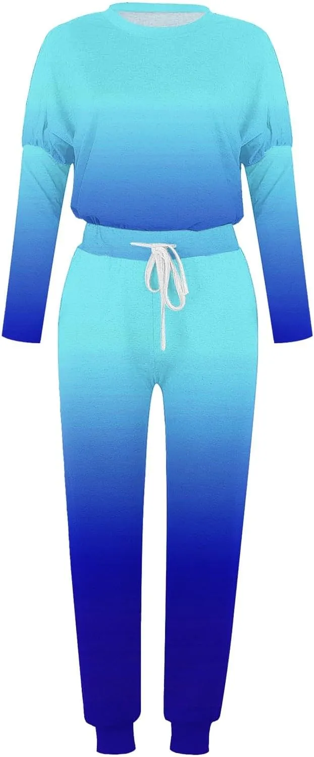 Womens 2 Piece Outfits Lounge Sweatsuit Sets Sleeve Wear Sports Suit Pullover and Baggy Sweatpants with Pockets