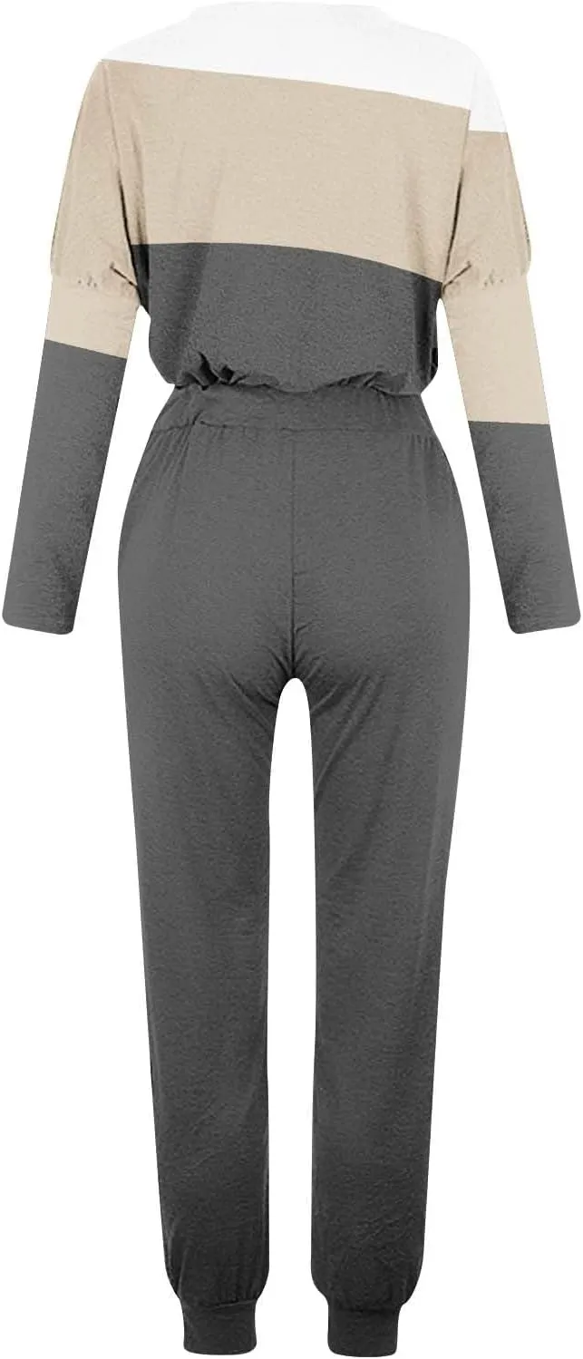 Womens 2 Piece Outfits Lounge Sweatsuit Sets Sleeve Wear Sports Suit Pullover and Baggy Sweatpants with Pockets
