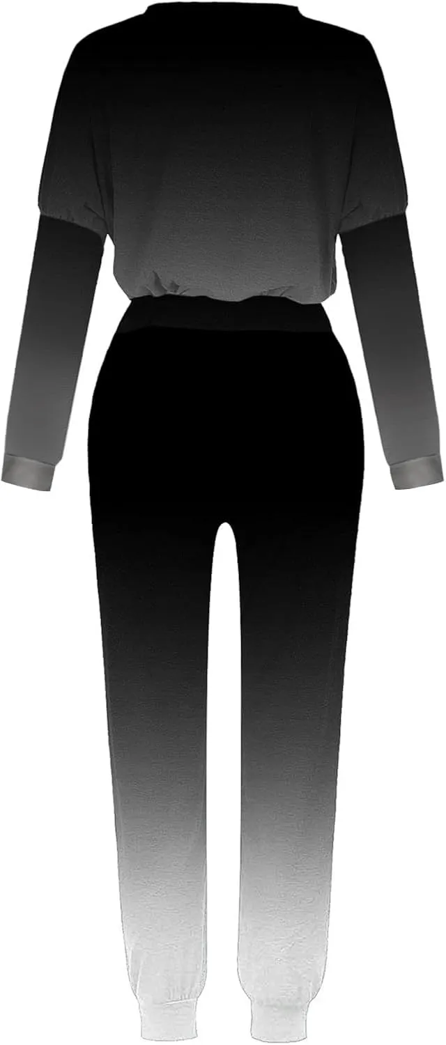 Womens 2 Piece Outfits Lounge Sweatsuit Sets Sleeve Wear Sports Suit Pullover and Baggy Sweatpants with Pockets