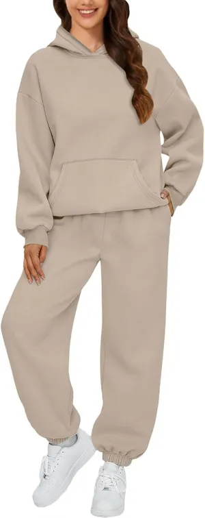 Womens 2 Piece Outfits Lounge Sweatsuit Sets Sleeve Wear Sports Suit Pullover and Baggy Sweatpants with Pockets