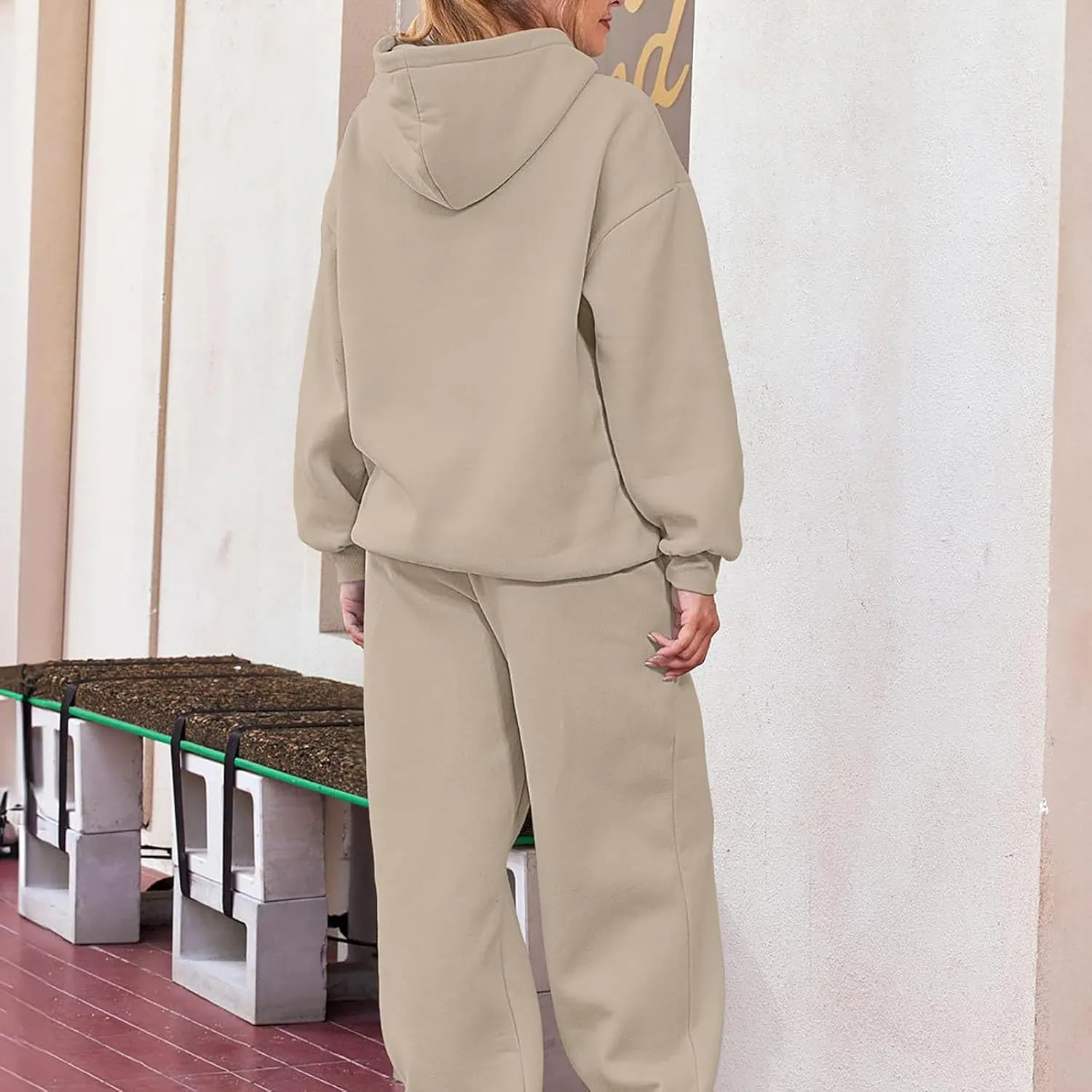 Womens 2 Piece Outfits Lounge Sweatsuit Sets Sleeve Wear Sports Suit Pullover and Baggy Sweatpants with Pockets