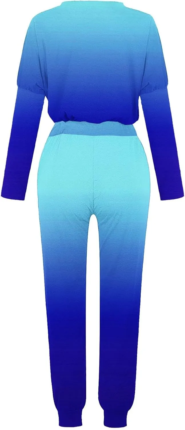Womens 2 Piece Outfits Lounge Sweatsuit Sets Sleeve Wear Sports Suit Pullover and Baggy Sweatpants with Pockets