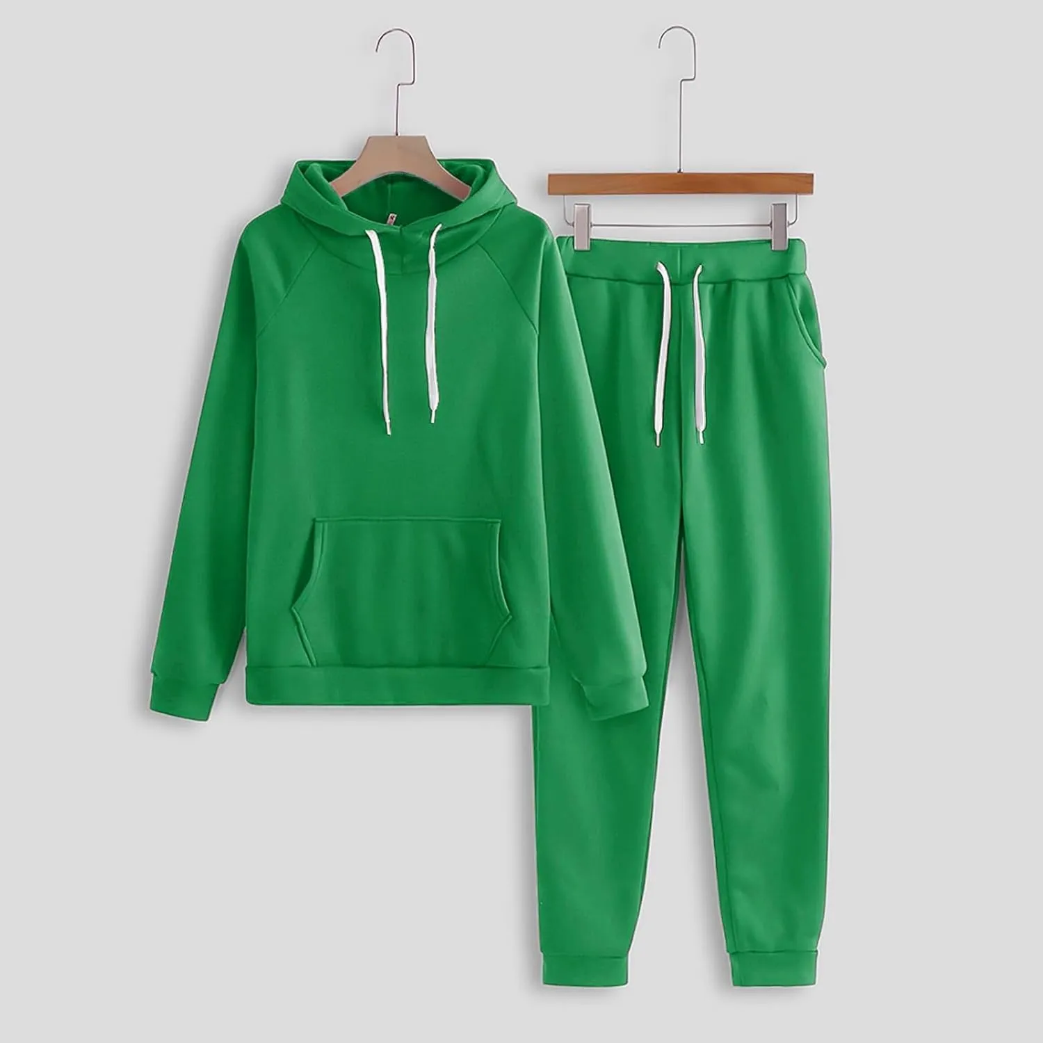 Womens 2 Piece Outfits Suit Solid Color Long Sleeved Hoodie Trousers Sweatershirt Sports Suit Warm Hooded Sport Suit