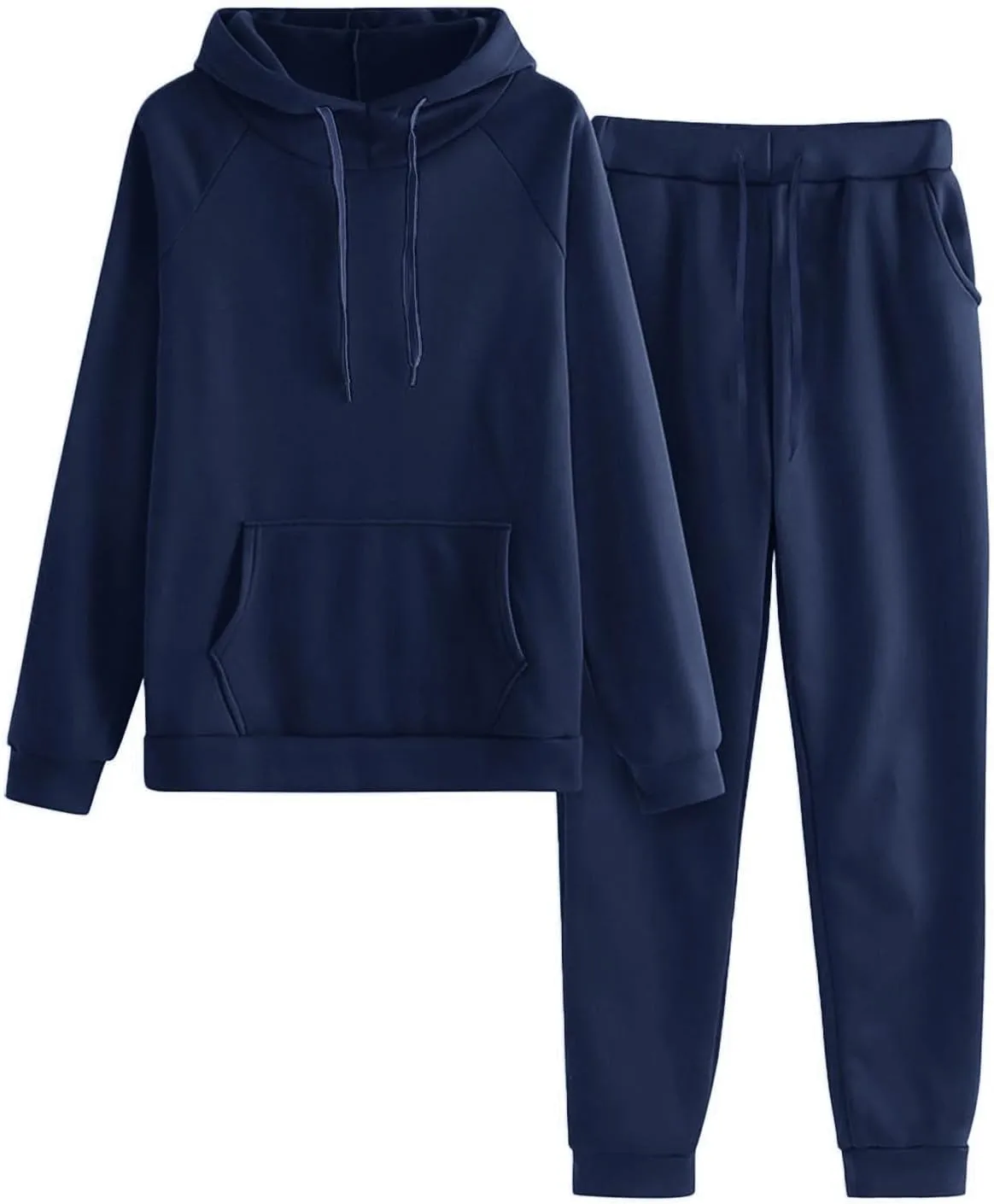 Womens 2 Piece Outfits Suit Solid Color Long Sleeved Hoodie Trousers Sweatershirt Sports Suit Warm Hooded Sport Suit