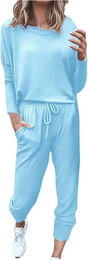 Womens 2 Piece Outfits Top Pants Sets Long Sleeve Wear Sports Suit Sweatsuit for Women 2 Piece Set Women Sweat Suits